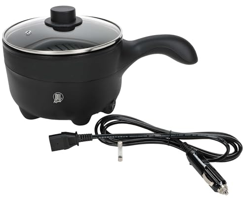Elektrisk stekpanna för lastbil, 24 V, 250 W, med non-stick-beläggning, glaslock med ventilation, på/av-omkopplare, 2 liter, cigarettändarkabel