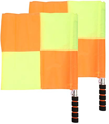 RASTKY Referee Flags Linesman Signal Flags for Soccer Football with Storage Bag, Stainless Steel Flagpole, Bright Colors, Anti-fading, 2pcs for Training