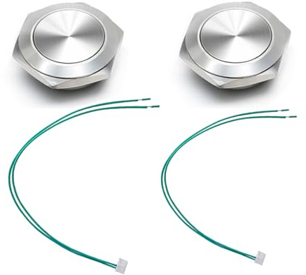 HoxzoDa 2 Piezas Pulsador Ultraplano De Acero Inoxidable V2A/V4A,IP67,19mm | Interruptor Táctil con Certificación IP67 a Prueba de Polvo y Agua - Diámetro de Montaje 19 mm - Ideal para Interior y Exteri