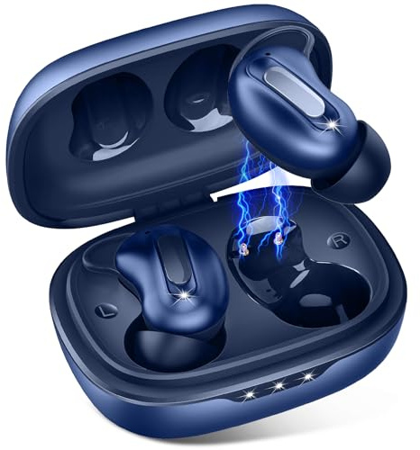 Wireless Earbuds, Mini Sleep Earbuds ANC Bluetooth 5.4 Headphones In Ear with ENC Noise Cancelling Mic, 48H Playtime Sleep Headphones Design for Side Sleeper, HiFi Stereo IP7 Ear Buds Frosted Blue