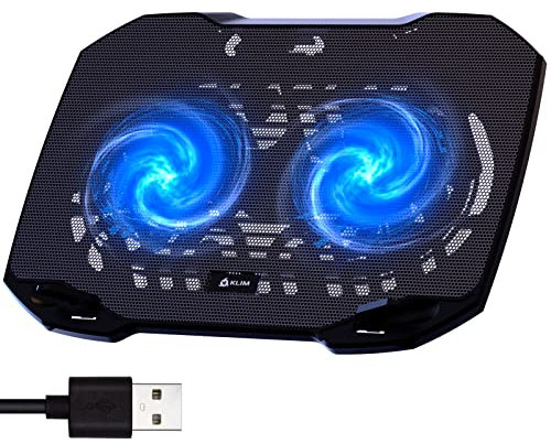 KLIM Pro Ventola per PC Portatile - Refrigeratore professionale - Supporto Computer Portatili - Base di Raffreddamento per Computer - Laptop Cooling Pad - 10” a 15,6” - Porta USB Aggiuntiva - Blu