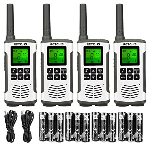 Retevis RT45 Walkie Talkie, Profesional Licencia Libre 16CH Walkie Talkie,Recargable USB PMR446 VOX LED Linterna Walkie Talkie Set para Escuela Familia Hotel Almacén (4 Piezas)