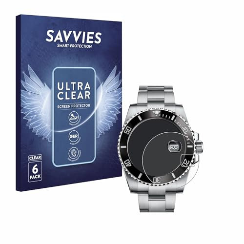 savvies Protector Pantalla para Rolex Submariner (Date) (6 Unidades) Película Ultra Transparente