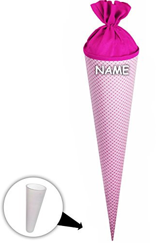 alles-meine.de GmbH Schultüte/Rohling - lila - Flieder - violett - kariert - einfarbig bunt - 70 cm - rund - incl. Name - Filzabschluß - Zuckertüte - mit/ohne Kunststoff ..