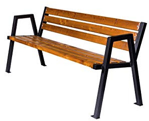 naka24 Parkbank Gartenbank Gestell aus Stahl Massivholz Kiefer 180 cm lang | Gartenmöbel Balkonmöbel Terassenmöbel aus Holz | Sitzbank aus Kieferholz (01502 180cm Stahl)