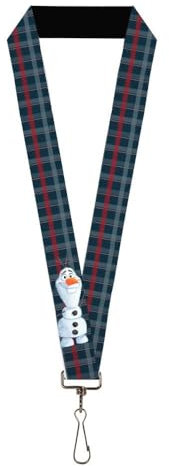 Disney Schlüsselband, Frozen 2 Olaf Waving Pose Plaid Blues Reds, elastisch, Blau, 22 x 1