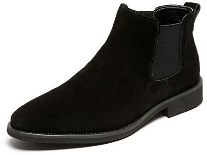Botines Chelsea para Hombre, Cuero de Gamuza, Botas de Cuero elásticas Ligeras sin Cordones, Botines de Oficina Elegantes y Sencillos Antideslizantes de Fondo Suave