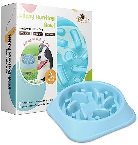 SP SEMPRE + Ciotole di Plastica per Cani Anti Ingozzamento Porta Crocchette per Cani ad Alimentazione Lenta Anti Soffocamento Ideale per Cani Voraci a Labirinto (Blu)