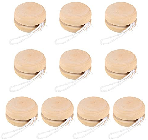 Milisten Lot de 10 Yoyo en bois à roulement à billes avec ficelle en bois pour enfants