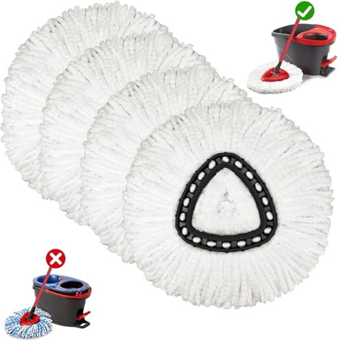 4 testine di ricambio per mocio o Cedar Spin Mop, facili da pulire, testine di ricambio per mocio in microfibra