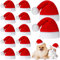 Frienda 12 Stück Hund Weihnachtsmann Hut PET Weihnachtsmütze Weiche Plüsch Katze Hut Haustier Kostüme für Kleine Hund Katze Welpen Weihnachtsbedarf (Solid Muster)