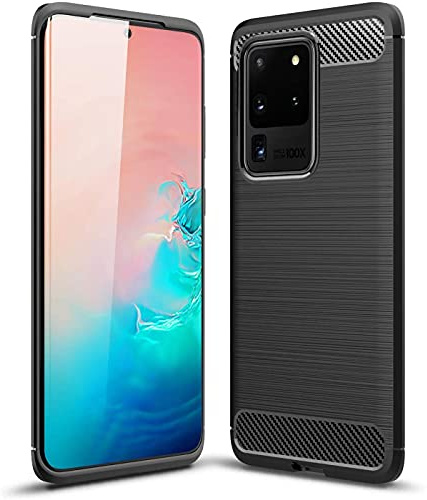 CoolGadget Carbon Hülle für Samsung Galaxy S20 Ultra Stoßfest Schwarz | Handyhülle im gebürsteten Carbon Design, flexibles TPU, rutschfest, kratzfest, dünn