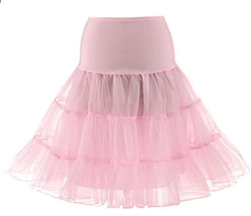 SSDH Jupe Jupon Années 50 Robe Rockabilly Jupons Crinoline pour Femmes S-2XL (rose1, L)