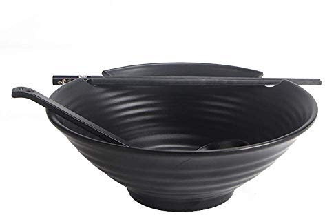 ASDUU Ciotola da zuppa Giapponese Ramen Set di Posate in plastica Dura con Cucchiaio Abbinato e Bacchette per Noodles Udon Noodles Soba Noodles asiatici Ciotole per zuppa