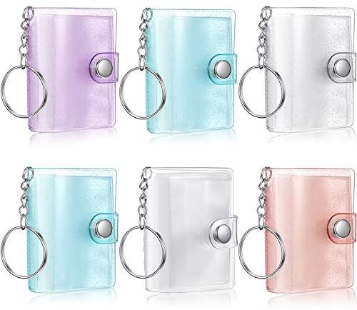 6 Stück 5,1 cm Mini-Fotoalbum Binder Fotoaufbewahrung mit Schlüsselanhänger, durchsichtige Tasche, Fotoalbum, Schlüsselanhänger für Bilder, Hochzeit, Geburtstag, Jahrestag, Erinnerung