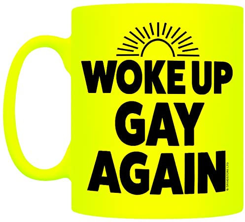 Grindstore Woke Up Gay Again Neon Mug Yellow 12x9.5cm