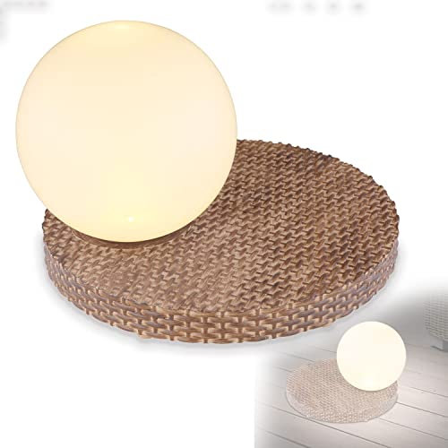 bmf-versand® Solarlampe für AußenGarten Rattan Optik - Solarleuchte Balkon Kugel - Gartenlampe 20 cm Tischlampe - Außenleuchte LED Tisch - Gartendeko Solar Wetterfest - inkl Pflegetuch