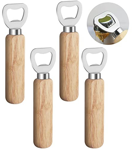 2 Pièces Decapsuleur Biere, Ouvre Bouteille en Bois Décapsuleur Personnalisé Ouvre Bouteille de Bière pour Bar Maison Cuisine Cadeau Homme