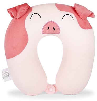 Mousehouse Gifts - Pink Pig Memory Foam Travel Pillow, Plush Neck Support for Kids and Adults