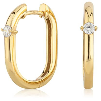 NKlaus Paar Scharnier Creolen 333 Gelb Gold 8 Karat 18x15mm Ohrringe mit Zirkonia 2249