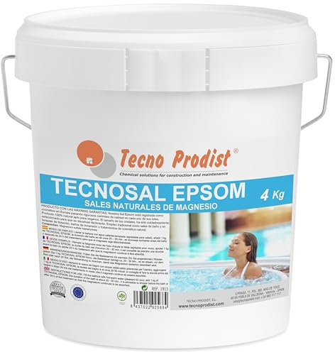 TECNOSAL EPSOM de TECNO PRODIST (4 kg) Sales de Epsom, sal de baño, tratamiento corporal 100% natural, terapias flotación, baños de inmersión, piscinas