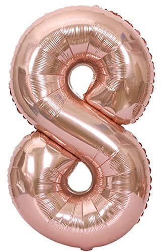 D2D | Party Balloon Zahl 8 XXL in Rosé - Größe 100 cm - Folienballon - Zahlenballon - Geburtstagsdeko - Helium Ballon