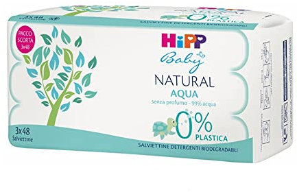 Hipp Natural Aqua Salviettine Bio Senza Profumo, 3 x 48 salviette