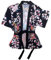 Cardigan kimono imprimé châle japonais pour femme - Haut ample à manches 3/4, Noir # 5, taille unique