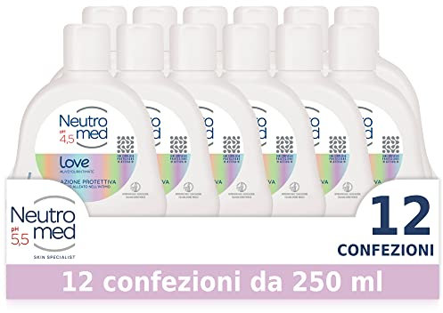 Neutromed, Detergente Intimo Love con Complesso Protezione Attiva, Azione Protettiva, Confezione da 12 flaconi da 250ml