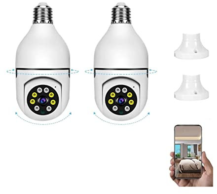 BARASH 2 Pcs Optigard Camera Light Bulb, 3MP Optigard Light Bulb Security Camera, Wireless Bulb Security Camera Motion Auto Tracking/Siren Alarm/Two-Way Audio