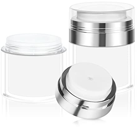 Ynaice Airless Pumpe Tiegel, 2 Stück 50ml Cream Spender Airless Pumpspender Leer Nachfüllbar Pump Behälter Cosmetic Cream Jar Tragbarer Reise Vakuum Pumpflasche Behälter für Creme Lotion