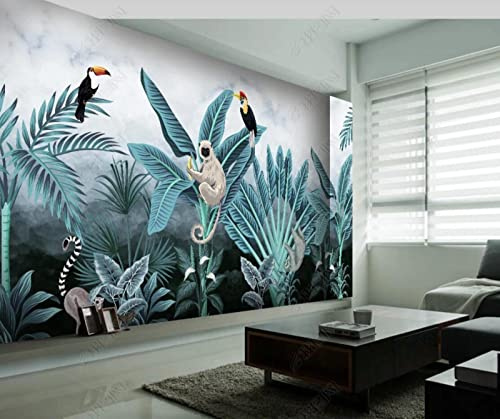 3D Mural Wallpaper Monkeys Animals Plants 3D Murals Wallpaper for Bedroom and Living Room Wall Decoration
