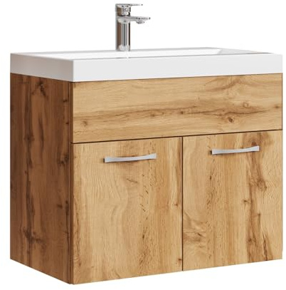 Badplaats Badmöbel Set mit Waschbecken und Unterschrank Montreal 01 60 x 35 cm Eiche - Waschbeckenunterschrank mit Waschbecken