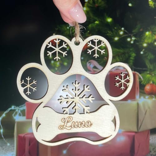 Weihnachtsbaumkugel aus natürlichem Birkensperrholz mit Wunschnamen - Personalisierte Weihnachtskugel, Weihnachtsbaumschmuck, Weihnachtsdeko aus Holz - schöne Geschenk-Idee zu Weihnachten (Style 14)