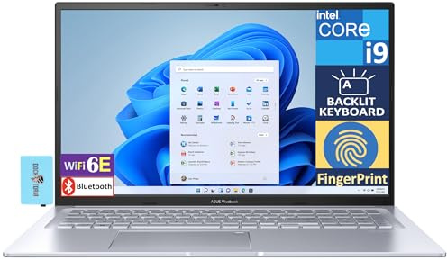 ASUS Vivobook 17X Laptop 17.3 FHD Display (14-Core Intel i9-13900H, 24GB RAM, 1TB PCIe SSD, Intel Iris Xe, Backlit KB, Fingerprint, WiFi 6E, Win 10 Pro) /w DKZ USB Port Expander, K3704VA-DH96-S
