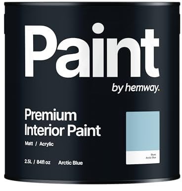 Hemway - Premium Interior Paint - Arctic Blue 2.5 L | Indoor Matt Finish, Acrylic & Water-Based Emulsion | Quick Dry & High Coverage for the Kitchen, Bathroom & Bedroom