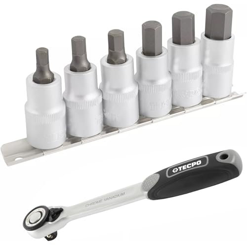 TECPO Innensechskant Steckschlüssel Satz 6-14mm + Umschaltknarre 1/2