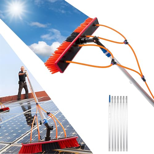 Ddasam Teleskop bürste, photovoltaik reinigungsset teleskopbürste mit wasseranschluss, 3-15m Fensterreinigungsstange, Sonnenkollektoren, 35-55cm Bürstenkopf, Telescopic hydrocleaner