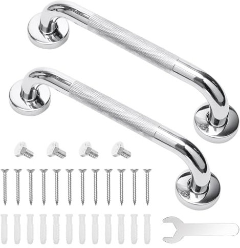 2 Pièces 30CM Barre d’Appui WC avec Moletage, Barre de Maintien Douche en 304 Acier Inoxydable, Barre d’Appui Douche pour Personnes Âgées, Enfants, Personnes Handicapées et Femmes Enceintes