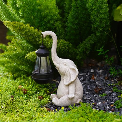 Uziqueif Solar Elefanten Deko Gartenstatuen, Gartendeko Für DraußEn Wetterfest, Solarleuchten FüR Balkon Deko, Terrassendeko, Rasendeko, Hof, Outdoor Gartenfiguren, Glück Geschenk,A