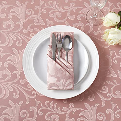 HommxJF 50 Stück Scroll Damast Jacquard Satin Servietten Koralle Gold Stoffservietten 43,2 x 43,2 cm Wasserabweisend auslaufsicher Abendessen Servietten für Restaurant Hochzeit Party Abendessen