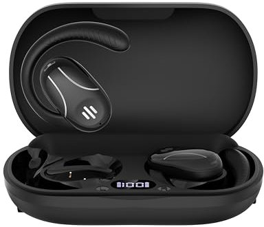 KQLHLHDYZ Auricolari wireless Bluetooth 5.4 Cuffie sportive Auricolari wireless HiFi Stereo Sound Display a LED Auricolari sportivi con ganci per le orecchie per corsa, palestra