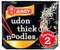 Amoy Straight To Wok Udon Thick Noodles, 2 x 150 g (Pack of 6)