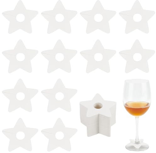 FINGERINSPIRE 150 Pezzi Segnabicchieri Da Vino A Forma di Stella In Carta Beige per Cocktail Champagne Targhetta Identificativa per Bicchieri Da Vino per Matrimonio Baby Shower San