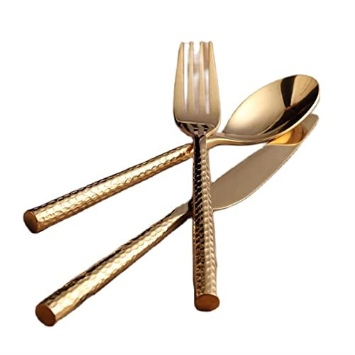 CLLBANT Besteck-Sets 3-teilig Gold Besteck-Set Messer Löffel und Gabel-Set Edelstahl Esstisch-Set Zero Waste Geschirr