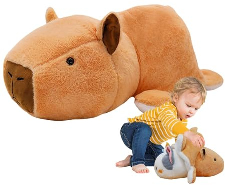 JIEBWCHA Niedliches Capibara-Plüschtier, Capibara-Plüschtier, Plüschtiere für Mädchen, wendbares Plüschtier für Mädchen, doppelseitiges Capybara-Plüschtier für Kinder, Erwachsene, Geburtstag für