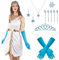 Complete Princess Costume Set for Women and Girls, Includes Crown, Gloves, Snowflake Earrings & Hair Accessories, Frozen Inspired Snowflake Theme for Halloween and Carnival Parties ELSA Kostüm Damen
