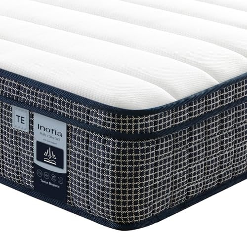 Inofia Matratze 140×200 Tartan-E 7-Zonen Taschenfederkernmatratze mit HermoReg Kühlgel & VitaFlow – 28cm Orthopädische Matratze mit Memory Schaum, ÖKO-TEX® 100 Zertifiziert + 100 Nächte Probeschlafen