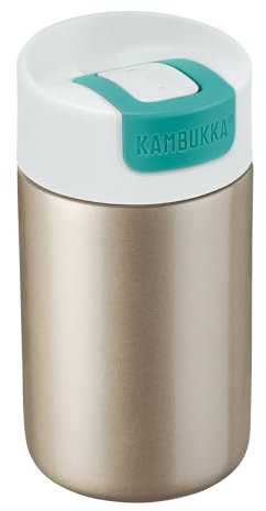 Kambukka Coffee-to-go-Becher, Thermobecher für unterwegs, 300 ml, einfaches Öffnen, rutschfester Silikonboden, spülmaschinengeeignet, Light Gold