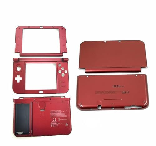 Hzxkqmil Carcasa de Repuesto Juego de Placas de Cubierta para Nintendo New 3DS XL Consola, Estuche de Frontal e Inferior Placa de Botones Tapa de Batería Accesorios para New 3DSXL (Rojo)